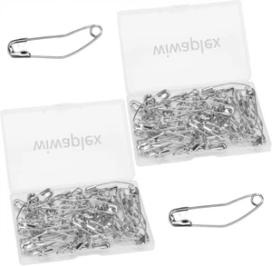 120 Pieces Curved Safety Pins Silver 38Mm Quilting Basting Pins with 2 Pieces Pl - Picture 1 of 12