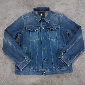 G-Star Denim Jacket Mens Large Blue 3301 Slim Trucker Coat Jeans Retro 90's Y2K - Picture 1 of 10