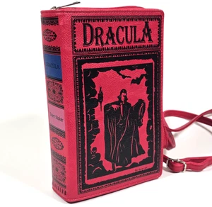 UNIVERSAL STUDIOS DRACULA BRAM STOKER BOOK CLUTCH CROSSBODY BAG HANDTASCHE GOTH ROT - Bild 1 von 15