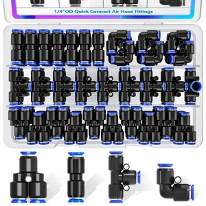 1/4"OD Push to Connect Fittings Quick Connect Luftschlauch Fittings,1/4"OD Air Ho... - Bild 1 von 5