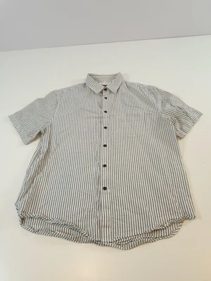 Rag & Bone Shirt White Black Striped Linen Blend Short Sleeve Button Fit3 Mens L - Image 1 of 4