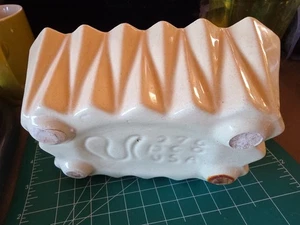 Vintage UPCO #376? Geometric Cornmeal Ivory Ceramic Planter 6" MCM GUC  - Picture 1 of 12