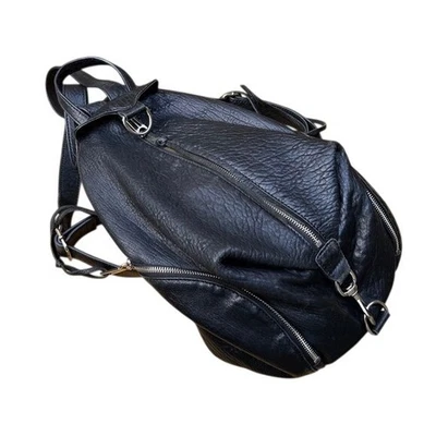 Mochila Rebecca Minkoff Julian Negra Cuero Guijarro Suave Bolso Cartera Bolso Cremalleras Foto 1 de 4