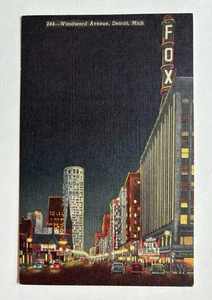 Woodward Ave, Fox Theater, Detroit, MI, c.1940's, Vintage Postcard - Picture 1 of 2