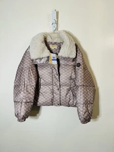 Michael Kors collared MK logo insulated puffer jacket champagne NWT sz XL $260 - Picture 1 of 9