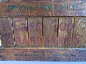 Vintage Antique Cape Cod Cranberries Crate Box Wood Green Red Wareham MASS - Picture 1 of 9