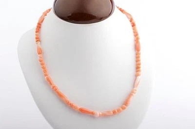 Salmon Noble Coral Necklace Sardegna 73 CM Yellow Gold 8Kt. New - Imagem 1 de 4