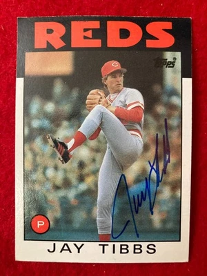 Jay Tibbs 1986 Topps #176 Cincinnati Reds SIGNED Autographed Card - Image 1 of 4