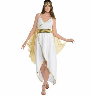 Greek Goddess Dress Costume White Gold Dress Detachable Cape Belt Womens S / M - Image 1 of 4