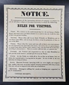 "Reglas para Visitantes" 1982 Repro Póster Shaker Museo Fundación 13.5" x 11" - Imagen 1 de 2