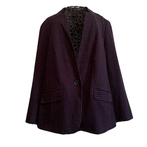 Talbots Women's 14W Aberdeen 1 Button Blazer Jacket Navy Blue & Red Career Basic - Picture 1 of 9