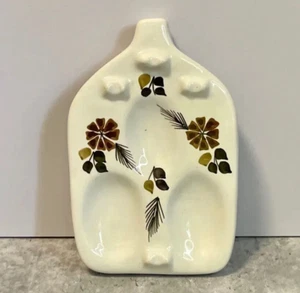 Vintage Dreifach Löffel Rest Toni Raymond Studio Keramik Braun Blumen Retro 60er - Bild 1 von 13