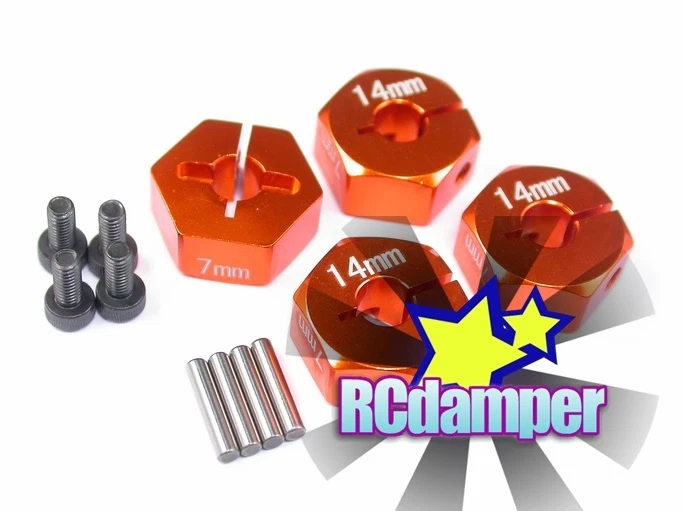 ALUMINUM 14MM x 7MM HEX DRIVE ADAPTER OR 4PCS AXIAL 1/10 EXO RR10 BOMBER - Image 1 of 1