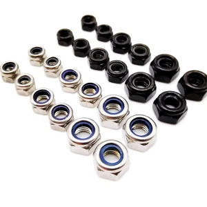 Tuerca de bloqueo autobloqueante de inserción de nailon hexagonal negra de acero inoxidable M2-M16 304 - Imagen 1 de 10