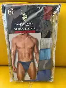 NEW 6PC MENS 2XL US Polo W44/46 Thong String Bikini BRIEFS Jock Strap UNDERWEAR - Picture 1 of 7