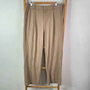 Uniqlo Dress Pants Womens Extra Large Brown Straight Trousers Pleated Front - Picture 1 of 11