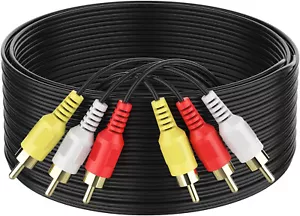 NEW 30 ft FOOT feet 3 RCA Male TO 3RCA Male VIDEO AUDIO CABLE TV DVD CORD VCR - Picture 1 of 9