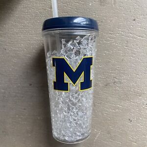 NCAA Michigan Wolverines 16oz Crystal Freezer Tumbler with Lid and Straw