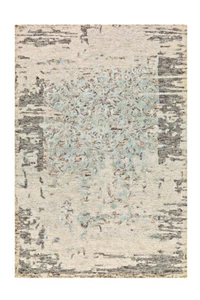 Damast Kurzflorteppich im Shabby Chic-Design Grau / Mint 80 x 150 - 200 x 300 cm - Bild 1 von 4