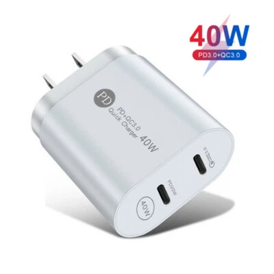 40W Fast Charger Block USB Type C Wall Power Adapter For iPhone 14 13 12 11 XR 8 - Image 1 of 4