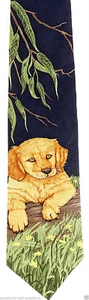 Corbata de seda Willow Pup para hombre especies en peligro de extinción Retriever mascota azul cuello corbata  - Imagen 1 de 3