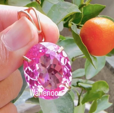 Naturale Mogok Rosa Rubino Ovale 925 Argento Pendente Certificato Vedi Video - Immagine 1 di 4