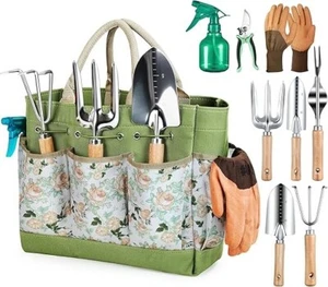 Gardening Tools 9-Piece Heavy Duty Hand Tool Set with Durable Organizer Bag, Rus - Picture 1 of 5