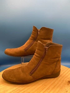 Munro American Ankle Bootie Women's Sz 12 Brown Suede Leather Side Zipper Casual - Picture 1 of 11