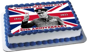 Conmemorate Victory: VE Day 80th Anniversary Premium A4 Icing Cake Topper D1 NUEVO - Imagen 1 de 12