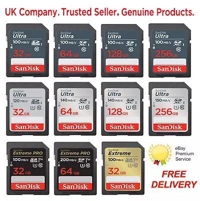 SanDisk SD SDXC Memory Card Ultra / Extreme Pro 32GB 64GB 128GB 256GB for Camera - Image 1 of 4