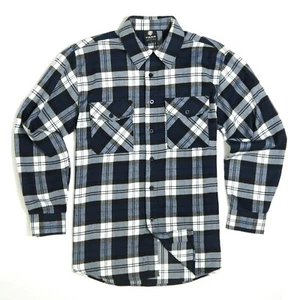 YAGO Men's Casual Plaid Flannel Long Sleeve Button Up Shirt Navy/2F (S-5XL) - Picture 1 of 3