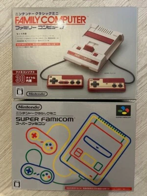 NINTENDO Classic Mini NES Family Computer + SNES Super Famicom Console Set - Image 1 of 3