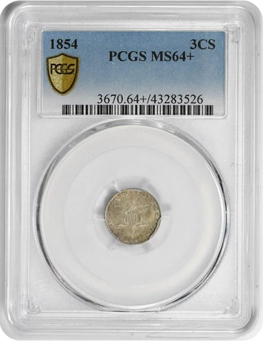 1854 Three Cent Silver MS64+ PCGS Cover