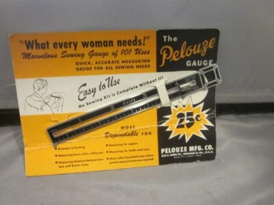 Antique PELOUZE SCALE Hem Gauge Sewing Ruler , 1894 Chicago USA ON ORIGINAL CARD - Image 1 of 3