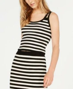 Michael Michael Kors Womens Black Strappy Striped Tank Top $88 Sz L TINI {&} - Picture 1 of 3