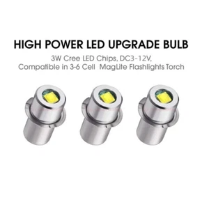 3X LED Bulb 3W 3-12V Torch Flashlight Bulbs Replacement Kit For 3 4 5 6 Cell - Picture 1 of 10