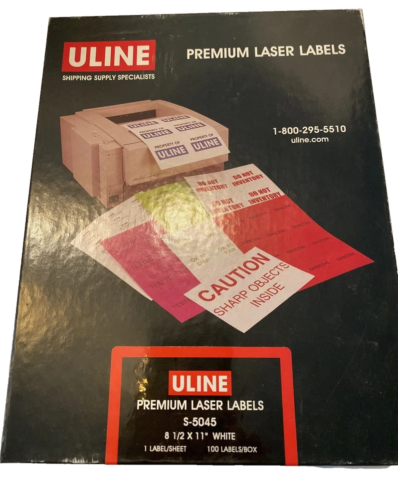 Uline Premium Laser White Label #S-5045 - 8.5" x 11" - 69 Sheets/Labels - Image 1 of 1