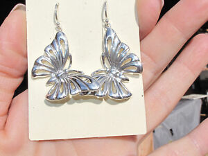 Fabulous Intricate Superb Sterling Silver~ Dangling Butterfly Earrings by Som's