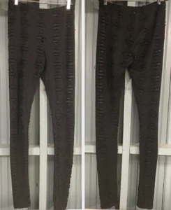 Hot Delicious Black Distressed Slits 28" Stretch Pants Glam Sheer Leggings - Picture 1 of 8