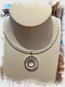 Silberreif Halsreif Omegareif mit Anhänger Ringe - Silber 925 - rhodiniert - Bild 1 von 7