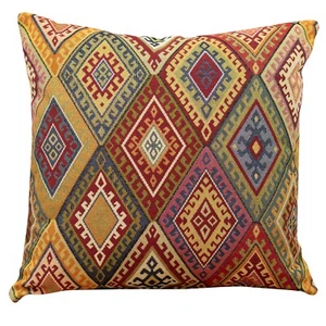 Tapiz geométrico cuadrado estilo turco tradicional cojín Kilim de 17x17" vintage - Imagen 1 de 1
