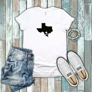 Texas Lone Star State Home Pride Heart Silhouette 100% Cotton White T-shirt - Picture 1 of 3