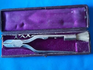Victorian Champagne Wire Cutters with Corkscrew - Velvet lined Box - Picture 1 of 4
