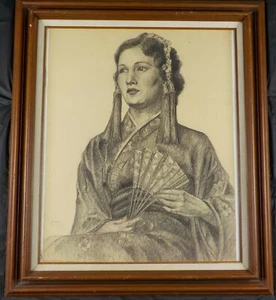 Dibujo de grafito original de 1936 de Caroline Gershal listado - Imagen 1 de 7