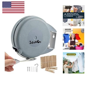 Retractable Clothesline Indoor Outdoor Heavy Duty 40 Feet - PVC Clothes Line ... - Picture 1 of 6