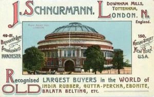 PRINTED ADVERTISING POSTCARD J. SCHNURMANN, TOTTENHAM, LONDON, RUBBER BUYERS - Picture 1 of 2