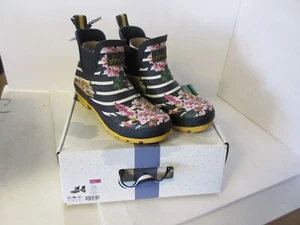Joules Womens waterproof rain boots 218260 WelliBob Navy Floral Stripes - Picture 1 of 3
