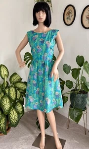 Vintage 60’s Silk Cocktail Wiggle Dress Psychedelic Floral Hourglass SM - Picture 1 of 12