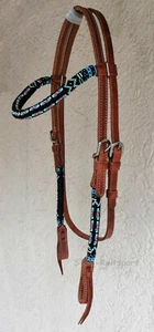 Western Imports Westerntrense perline, treccia testata perline sangue intero marrone nuovo - Foto 1 di 5