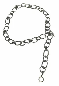 Lee Angel Silver Link Chain Rhinestone 1990s Runway Chunky Vintage Signed Luxury - Picture 1 of 16